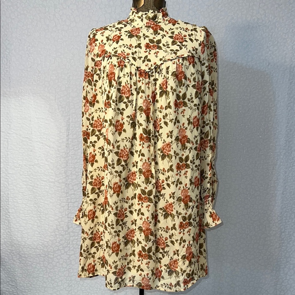 REFORMATION COTTAGCORE RUFFLED VARENNA FLORAL PRINT CREPE MINI DRESS XS - Picture 5 of 16